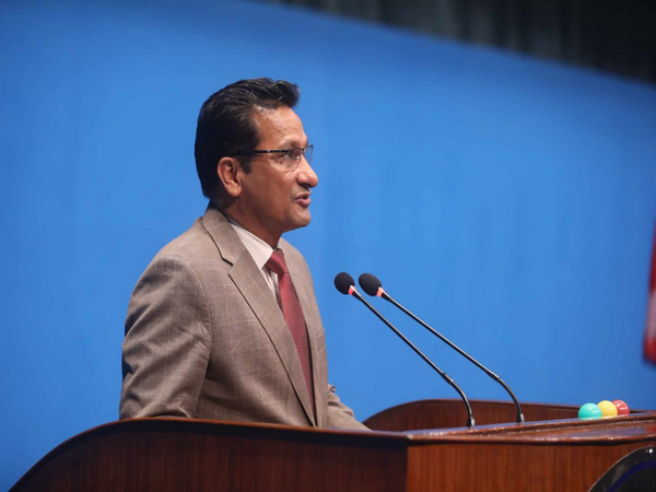 Minister of Energy, Water Resources and Irrigation, Shakti Bahadur Basnet addresses the House of Representatives (Photo/ANI)