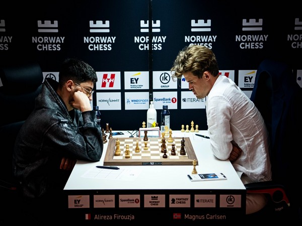 Magnus Carlsen and Alireza Firouzja at Norway Chess Round 9 (Image: Norway Chess)
