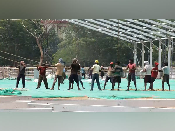Preparations are in full swing at Janata Maidan in Bhubaneshwar. (Photo/ANI) 