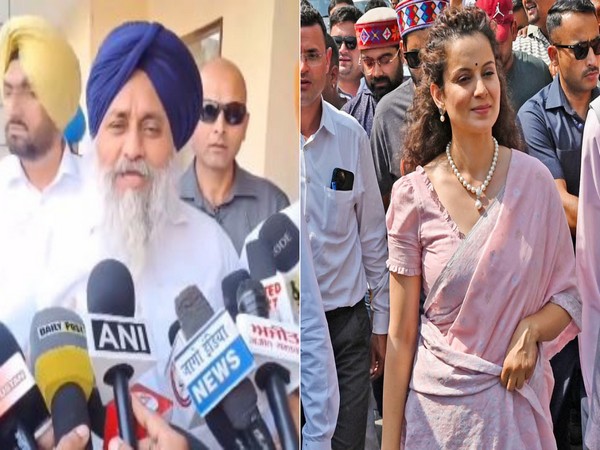 Shiromani Akali Dal President Sukhbir Singh Badal/Kangana Ranaut. (Photo: @officeofssbadal/ANI)