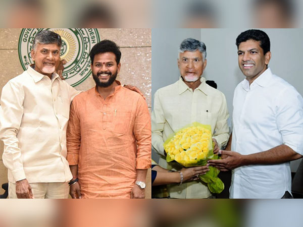 Ram Mohan Naidu and Chandra Sekhar Pemmasani with TDP supremo Chandrababu Naidu. (Photos/X)