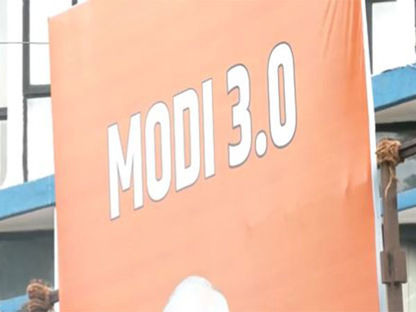 Posters of Modi 3.0 raised at BJP Maharashtra party office in Mumbai (Photo/ANI) 