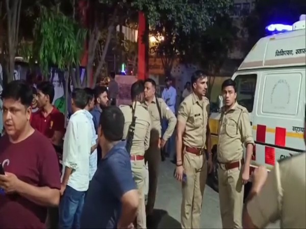Visual from outside Hasanpur police station. (Photo/ANI)