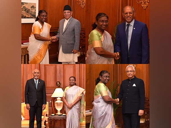 Leaders from Maldives, Nepal, Mauritius, Seychelles meet Droupadi Murmu after attending PM's oath ceremony (Photo/X@rashtrapatibhvn)