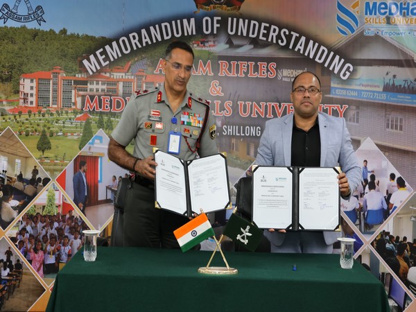 Assam Rifles signed a Memorandum of Understanding (MoU) with Medhavi Skills University (MSU) (Photo/ANI)
