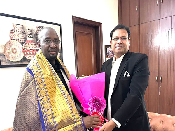 Chairman of the India South African SADC Council. Mr Amar Singh Thakur with the High Commissioner of Namibia in India His Excellency Gabriel Sinimbo