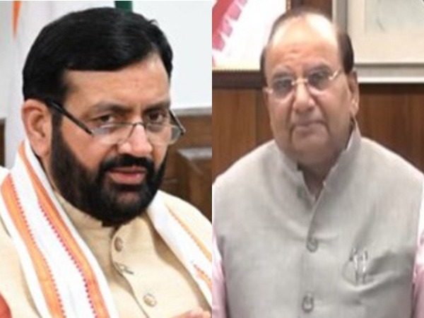 Haryana CM Nayab Saini and Delhi Lieutenant Governor VK Saxena (Photo/ANI)