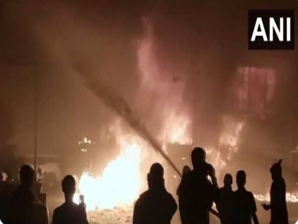 A massive fire broke out near a petrol pump in Noida's Sector 37  (Photo/ANI)