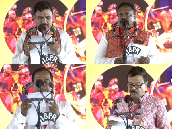 Suresh Pujari, Rabinarayan Naik, Nityananda Gond and Krushna Chandra Patra take oath as ministers in CM Mohan Charan Majhi-led cabinet (Photo/ANI)
