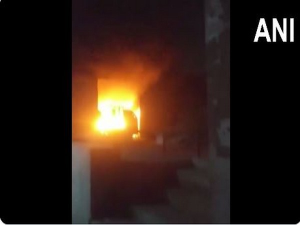 Fire at a house in Loni border area in Ghaziabad (Photo/ANI)  