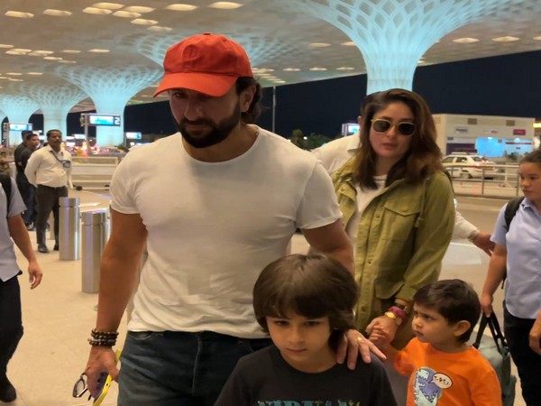 Saif Ali Khan and Kareena Kapoor Khan with their sons Taimur and Jeh (Image Source: ANI)
