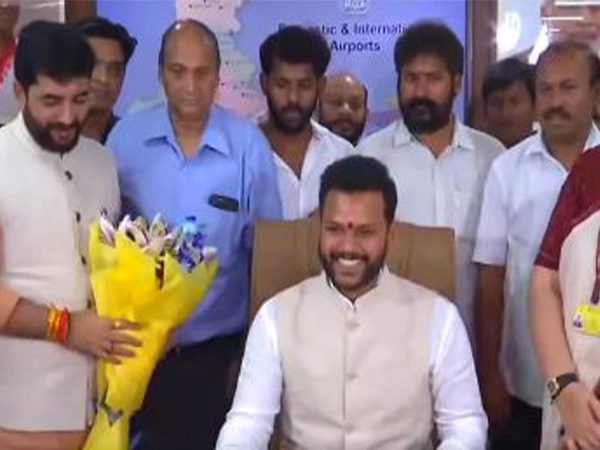 Ram Mohan Naidu takes charge as the Minister of Civil Aviation. (Photo/ANI)