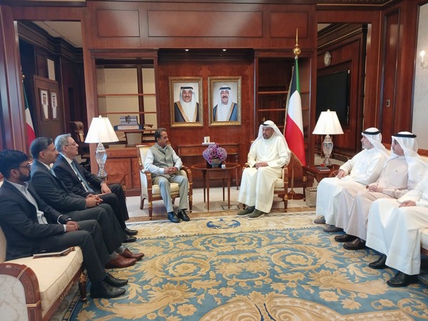 MoS Kirti Vardhan Singh calls on Kuwait FM Abdullah Ali Al-Yahya on Thursday (Photo/X@indembkwt)