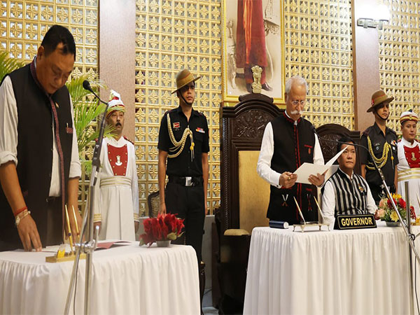 Arunachal Pradesh assembly new Pro tem Speaker Ninong Ering (left). (Photo/ANI)