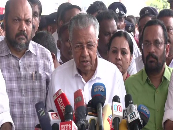 Kerala Chief Minister Pinarayi Vijayan, State Ministers P Rajeev, K Rajan and Veena George at Cochin International Airport. (Photo/ANI)