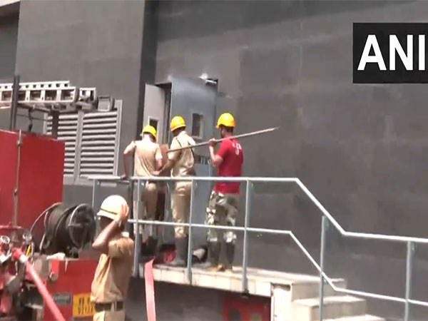 Fire fighters at the scene, Acropolis Mall, Kolkata, West Bengal