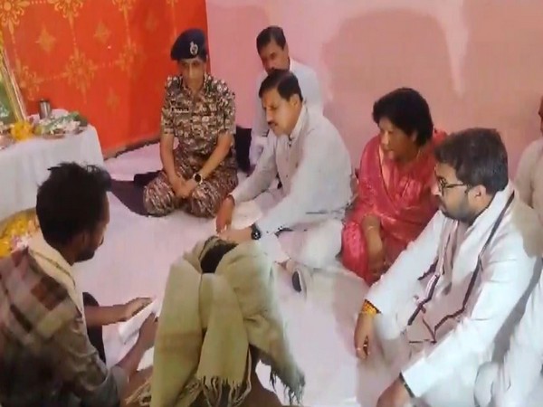 CM Mohan Yadav meets the family of CRPF Jawan killed during an anti-terror operation in J-k's Kathua (Photo/ANI)