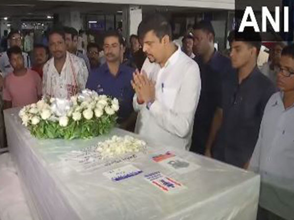 West Bengal Minister Sujit Bose pay last respects to the deceased in Kuwait fire tragedy (Photo/ANI) 