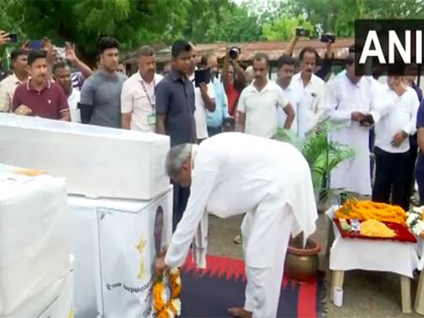 Deputy CM of Odisha, KV Singh Deo, pays last respects after mortal remains reaches Bhubaneswar (Photo/ANI) 