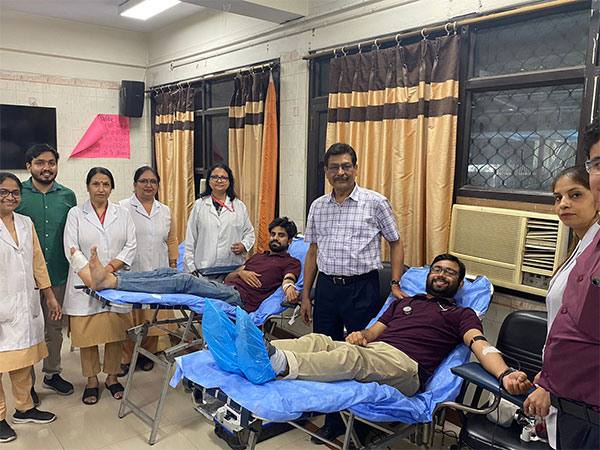 Visual of blood donation camp by Association of Surgeons of India in Delhi (Photo/ANI)