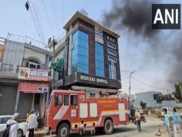 Fire at a private hospital in Haryana's Jhajjar. (Photo/ANI)