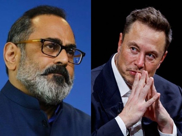 Former Union Minister Rajeev Chandrasekhar and Tesla CEO Elon Musk. (File Photo)