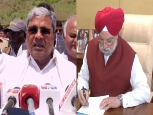 Karnataka CM Siddaramaiah and Union Minister Hardeep Singh Puri (Photo/ANI)