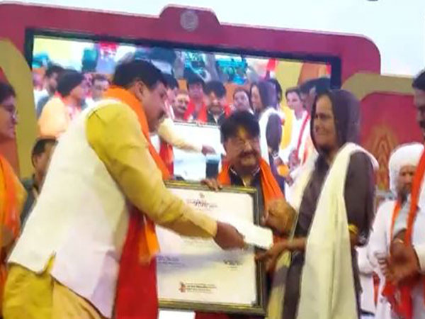 CM Mohan Yadav felicitates Sitabai who built a Ghat worth Rs. 3 crores (Photo/ANI)