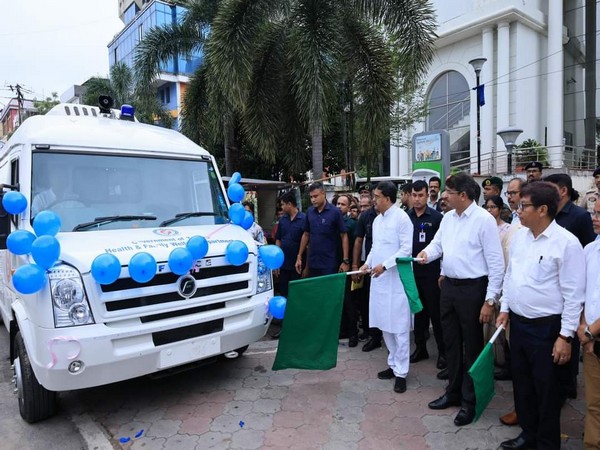 Tripura Chief Minister Manik Saha flags off blood collection van in Dhalai. (Photo/ANI)