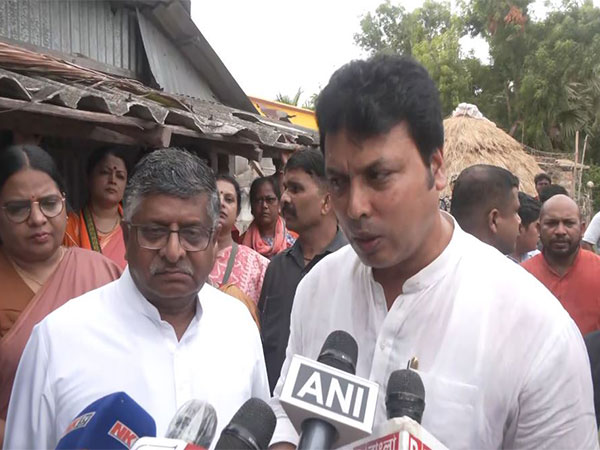 BJP MP Ravi Shankar Prasad, Rajya Sabha MP Biplab Kumar Deb (Photo/ANI)