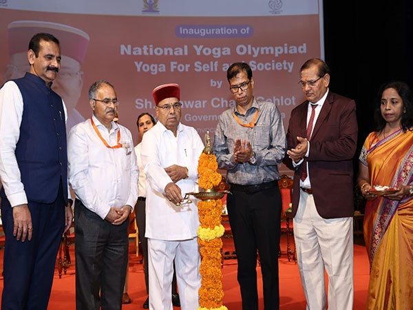 Thaawarchand Gehlot, Governor of Karnataka, Dinesh Prasad Saklani, Director, NCERT, Prof. Y Srikanth and other dignitaries at National Yoga Olympiad-2024, Mysore, Karnataka. 