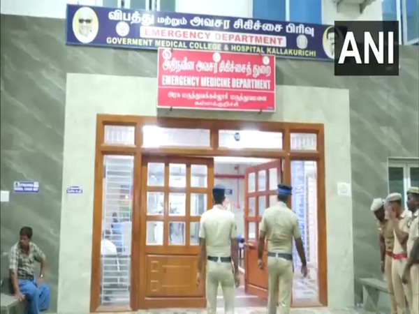 Visuals from outside Government Medical College Hospital in Kallakurichi. (Photo/ANI)