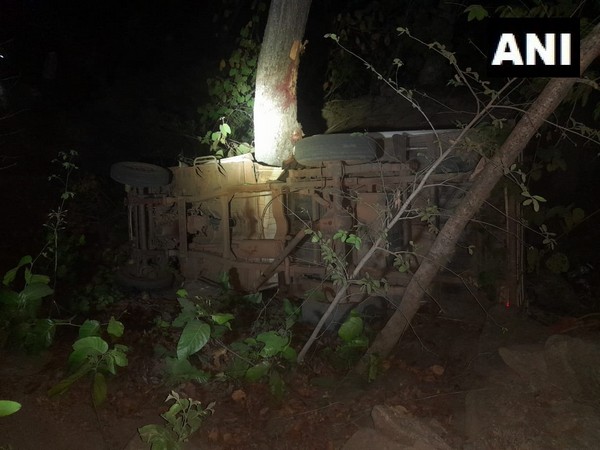 Vehicle overturned in Chhattisgarh's Balrampur (Photo/ANI)