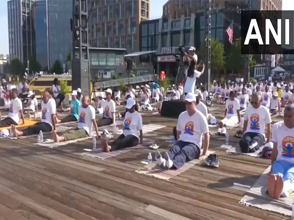 Indian embassy in US organises yoga session ahead of International Day of Yoga (Photo/ANI) 