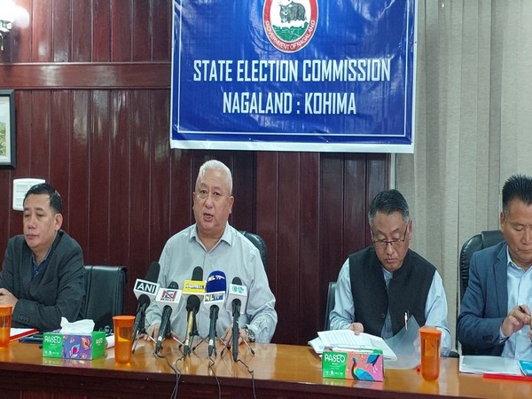 Nagaland State Election Commissioner T John Longkumer during press conference. (Photo/ANI)