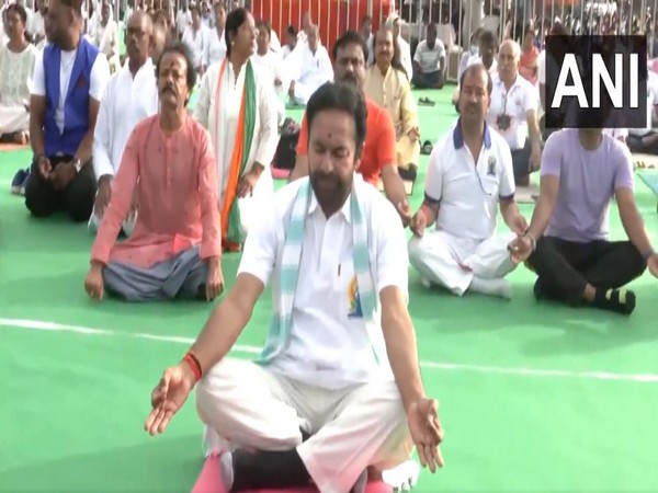 Union Minister G Kishan Reddy performs Yoga (Photo/ANI)