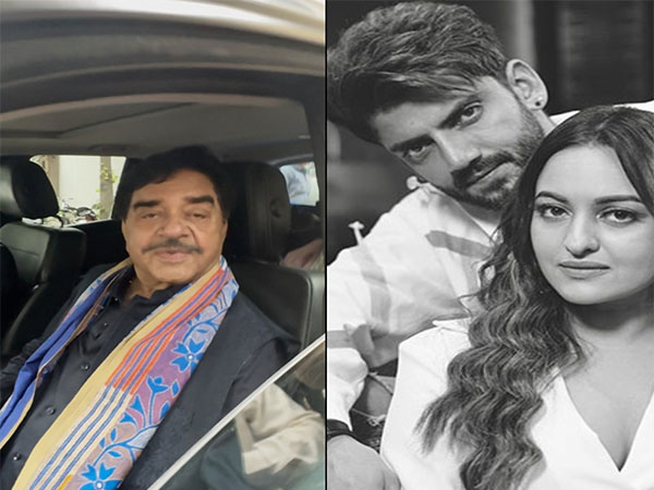 Shatrughan Sinha (Image source/ANI). Sonakshi Sinha and Zaheer Iqbal(Image source/Instagram) 