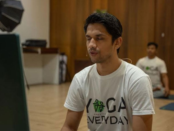 Saurabh Bothra, CEO, Habuild performing yoga on International Yoga Day