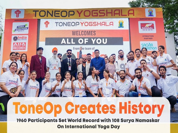 ToneOp Creates History:1960 Participants Set World Record with 108 Surya Namaskar On International Yoga Day