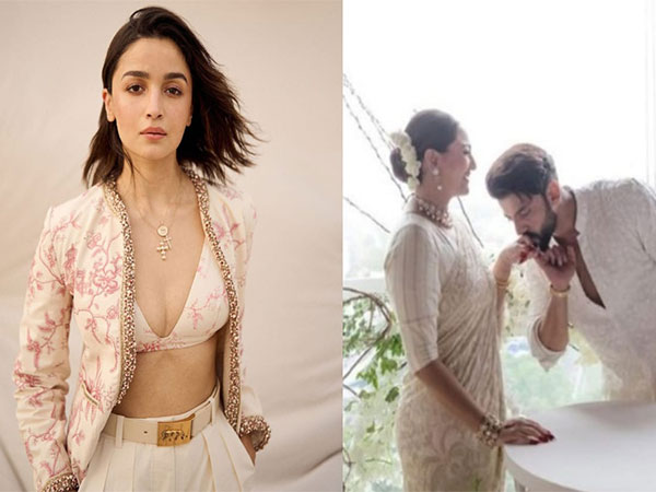 Alia Bhatt (on left), Sonakshi Sinha and Zaheer Iqbal (on right). (image source: instagram)