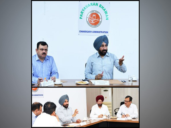 Satnam Singh Sandhu, Rajya Sabha MP, Chancellor Chandigarh University & Chairman UT Environment Standing Committee presiding over a meeting with UT officials on environment at Chandigarh