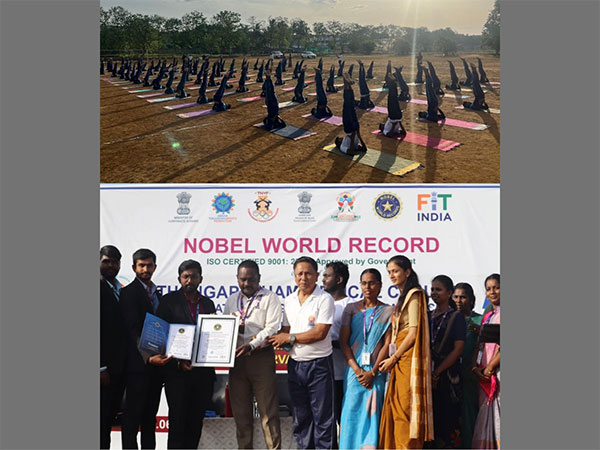 237 students from S. Thangapazham Medical College achieved a Nobel World Record in Yoga by performing Sarvangasana (Shoulder Stand), the Queen of Asanas 