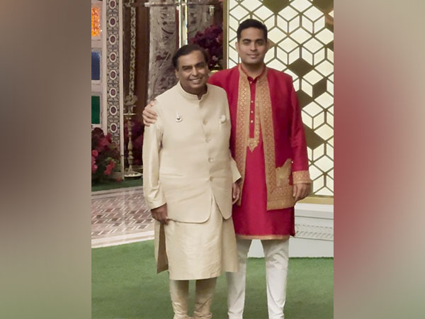 Mukesh Ambani with Akash Ambani (Image source/ANI) 