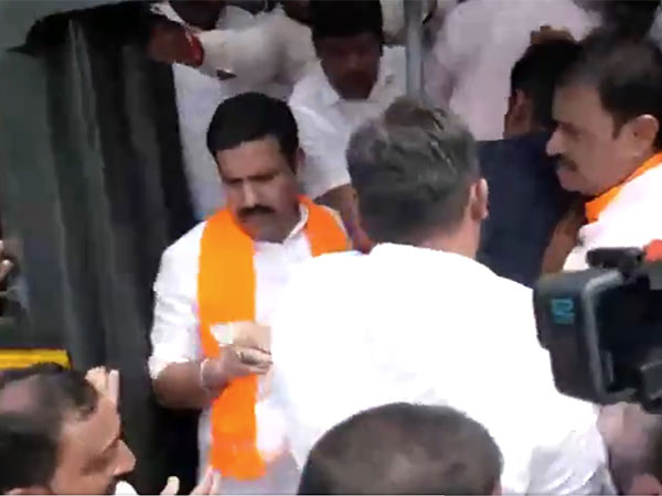 Karnataka BJP President BY Vijayendra detained during protests (Photo/ANI)
