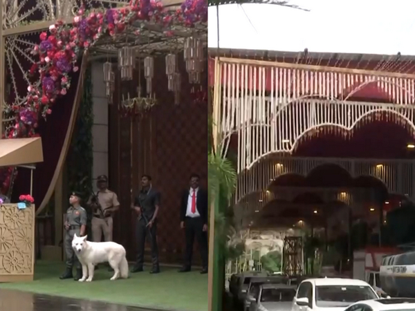 Antilia and Jio World Convention Centre decked up with lights (Photo/ANI) 