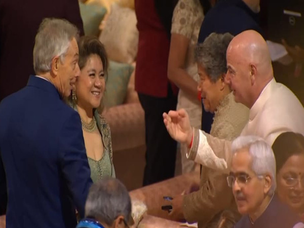 Former UK Prime Minister Tony Blair and FIFA President Gianni Infantino at Anant-Radhika Shubh Ashirwad function (Photo/ANI)