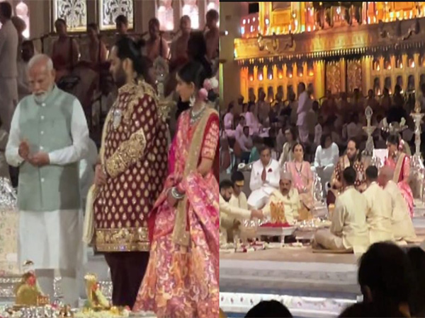Visuals from Anant Ambani-Radhika Merchant's 'Shubh Aashirwad' ceremony (image source: X/@AnupamPKher)