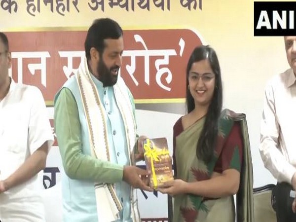 CM Nayab Singh Saini felicitates UPSC rank holders from Haryana (Photo/ANI)