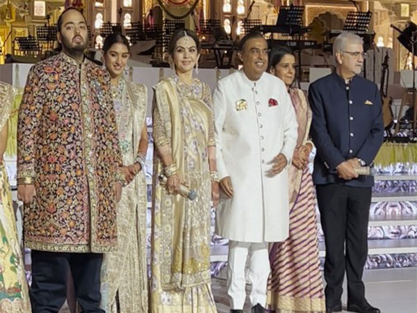 Anant Ambani, Radhika Merchant, Nita Ambani, Mukesh Ambani (Photo/ANI)