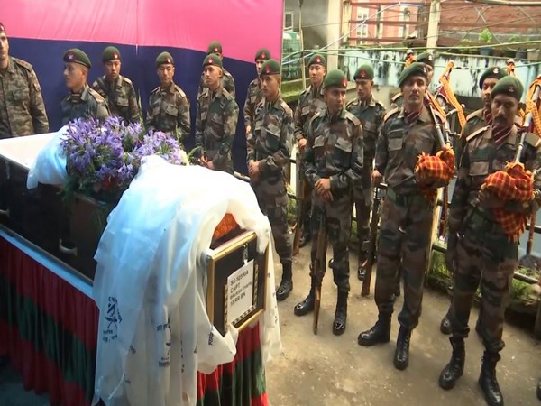 Darjeeling: People pay last respects to mortal remains of Capt Brijesh Thapa (Photo/ANI)